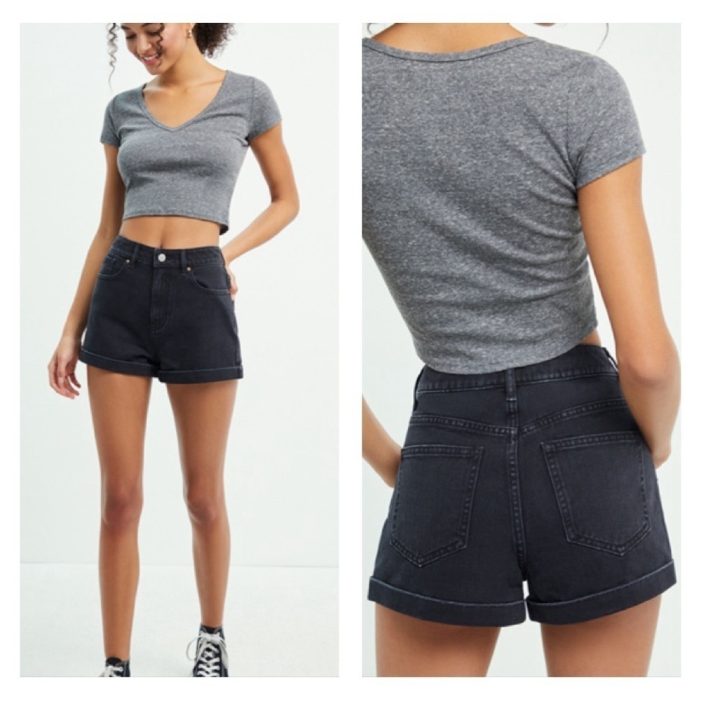 PacSun Bundle Sz 23 High Rise Festival Jean Shorts Mom Black Denim Cuffed Cotton - Picture 9 of 16